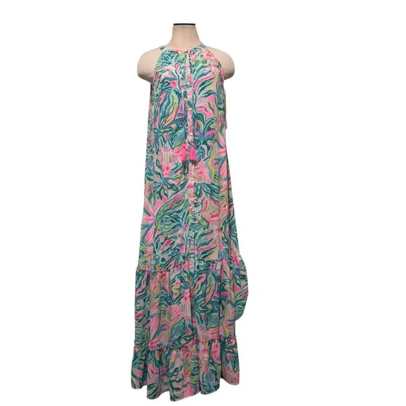 NWOT LILLY PULITZER SIZE M LULIANA TIERED MAXI DRESS *ONE IN A MELON*, - Picture 2 of 10